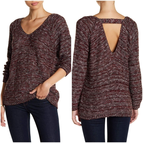 Susina Sweaters - Susina Deep V Neck Strap Back Sweater Womens Red K